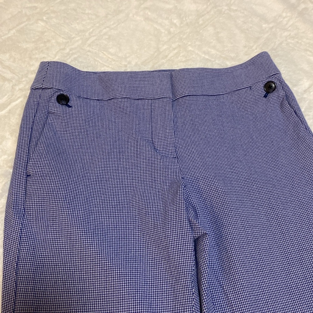 LOFT Marisa Blue & White Houndstooth Ankle Pants 4 - Picture 4 of 6